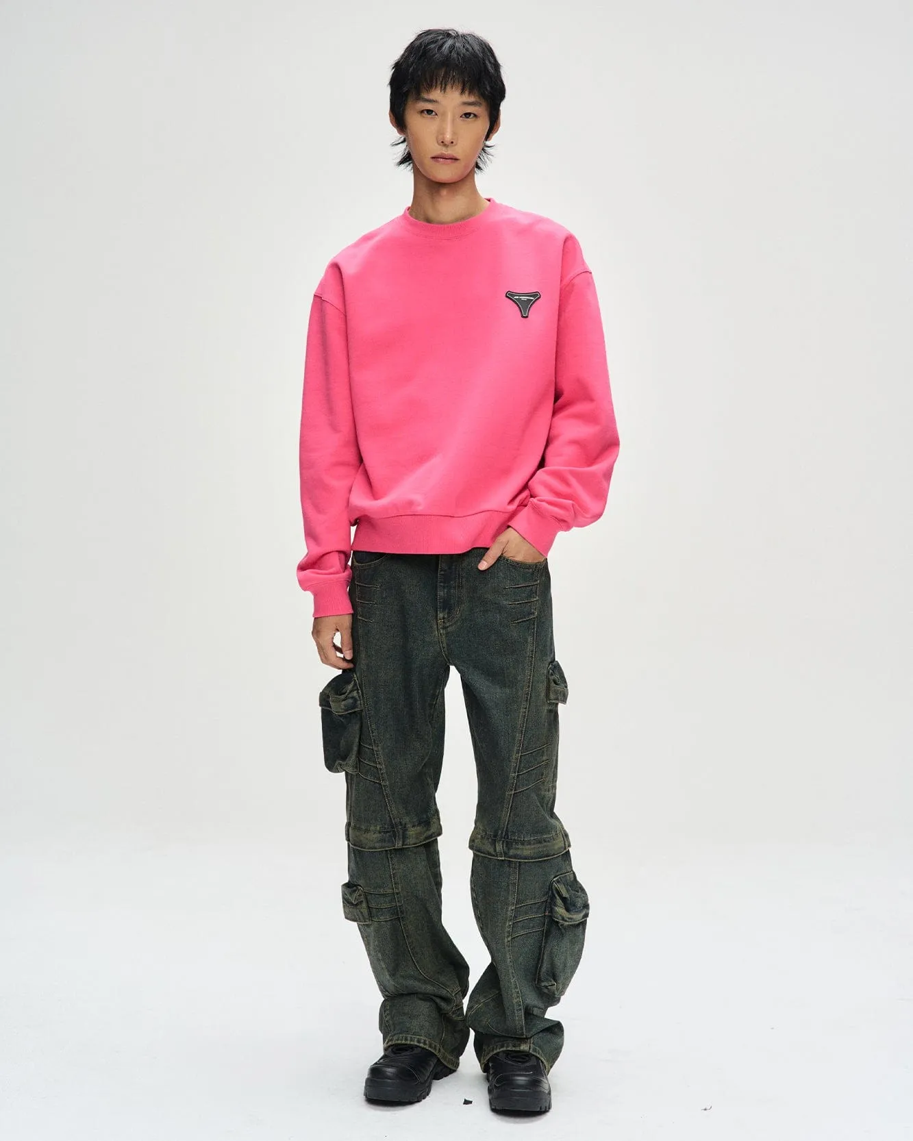 UNISEX STOOL PATCH LOGO SWEATSHIRTS atb1272u(PINK) sold by Andersson Bell