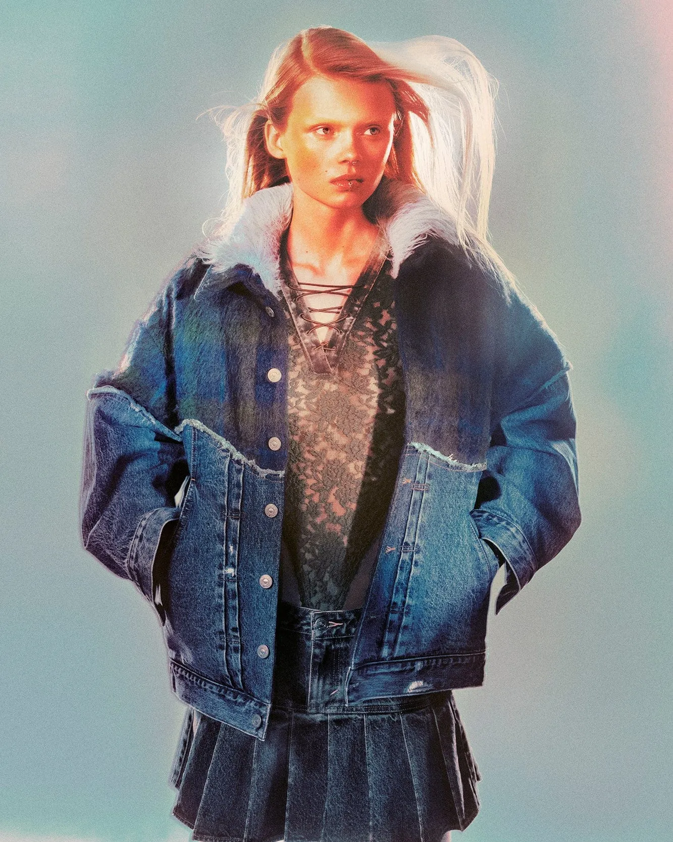LEVIS X ADSB SPLICED TRUCKER awa670u(INDIGO/GREEN) sold by Andersson Bell