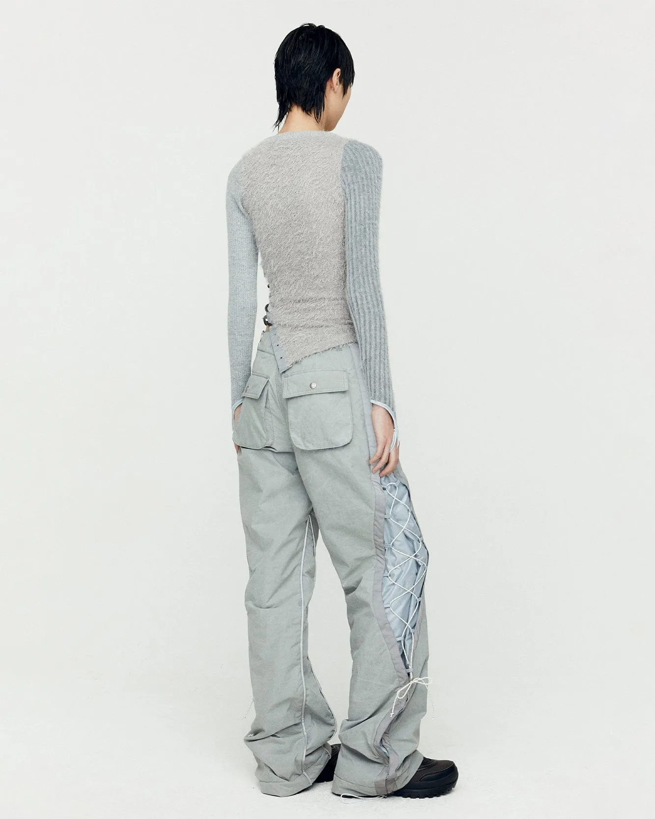 CRACK PADDED LACE-UP WIDE PANTS apa770w(GREY) sold by Andersson Bell product image thumbnail 5