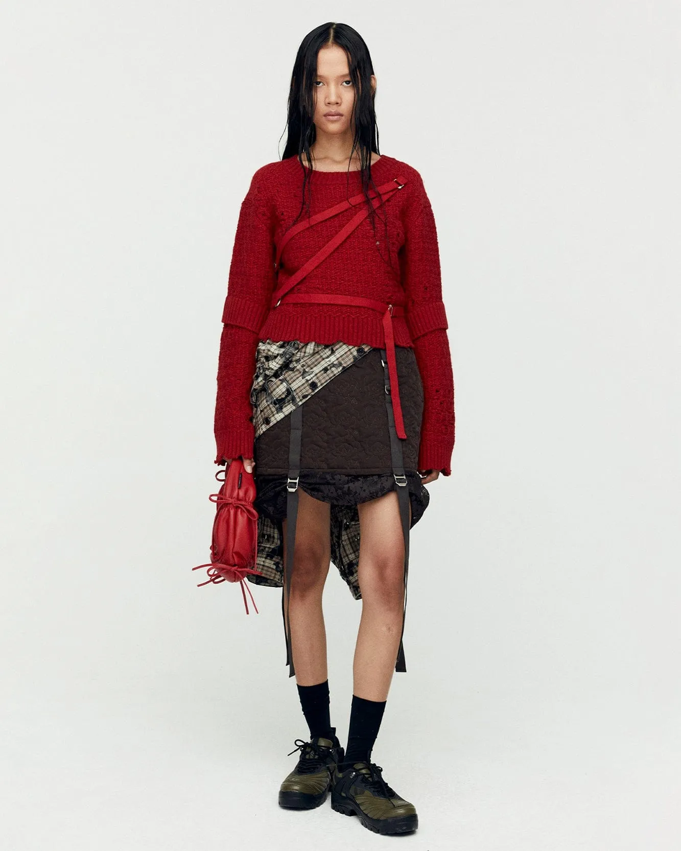 NORA STRAP KNIT PULLOVER atb1196w(SCARLET) sold by Andersson Bell