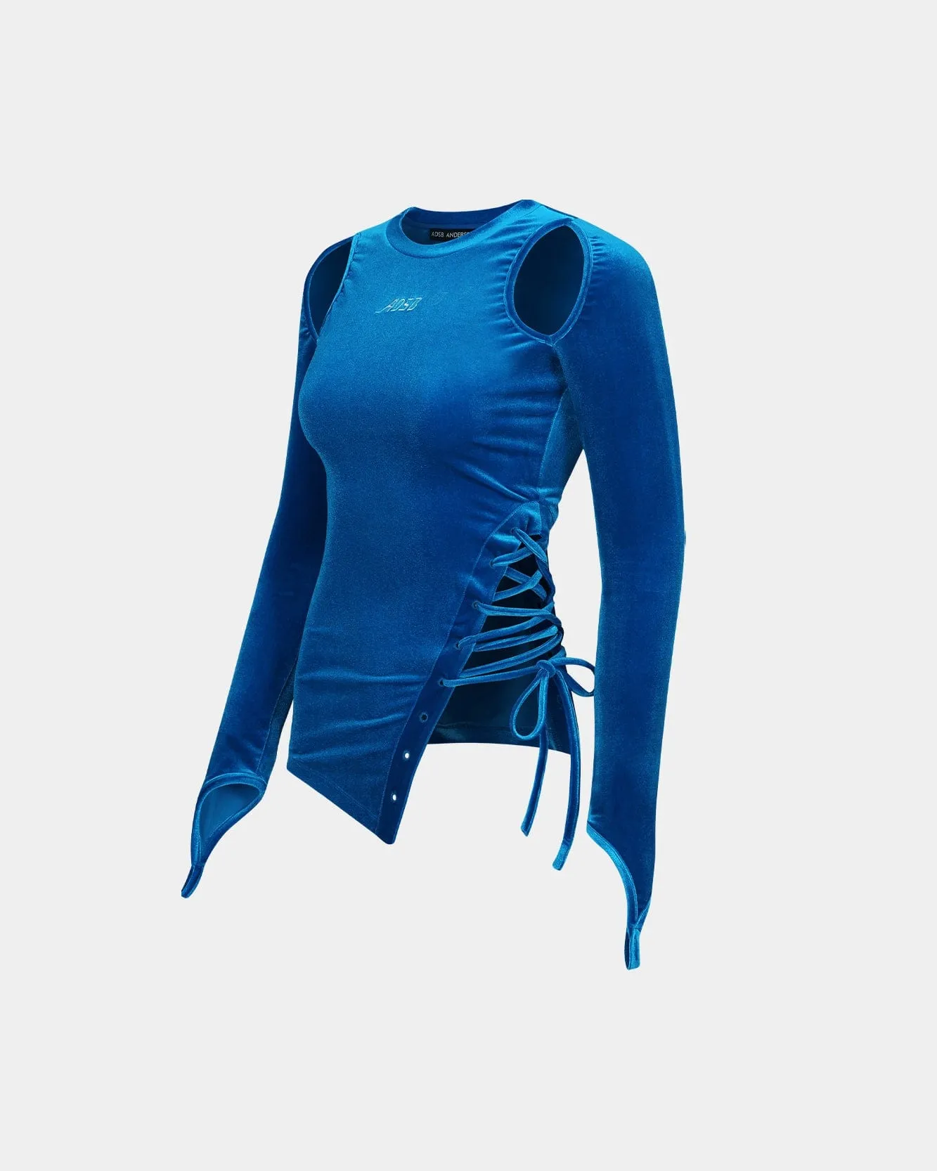 VELVET CUT-OUT TOP atb1181w(BLUE) sold by Andersson Bell product image thumbnail 3
