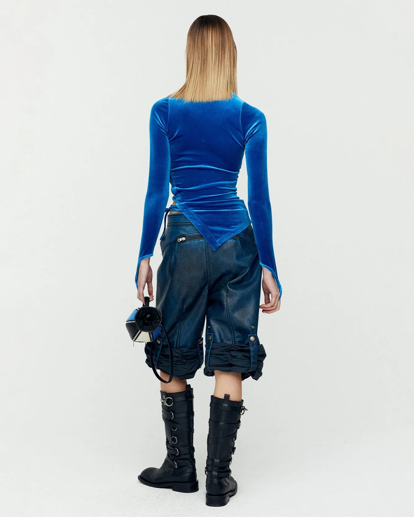 VELVET CUT-OUT TOP atb1181w(BLUE) sold by Andersson Bell product image thumbnail 5