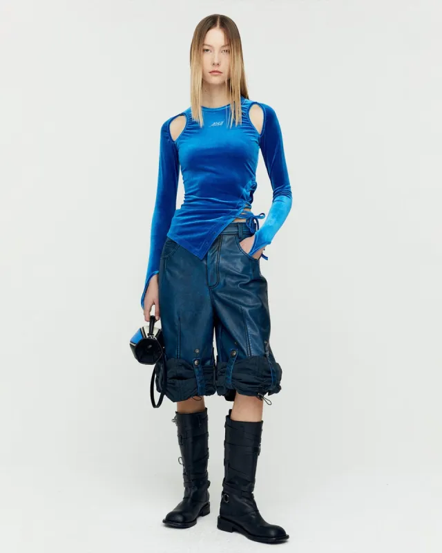 VELVET CUT-OUT TOP atb1181w(BLUE) sold by Andersson Bell