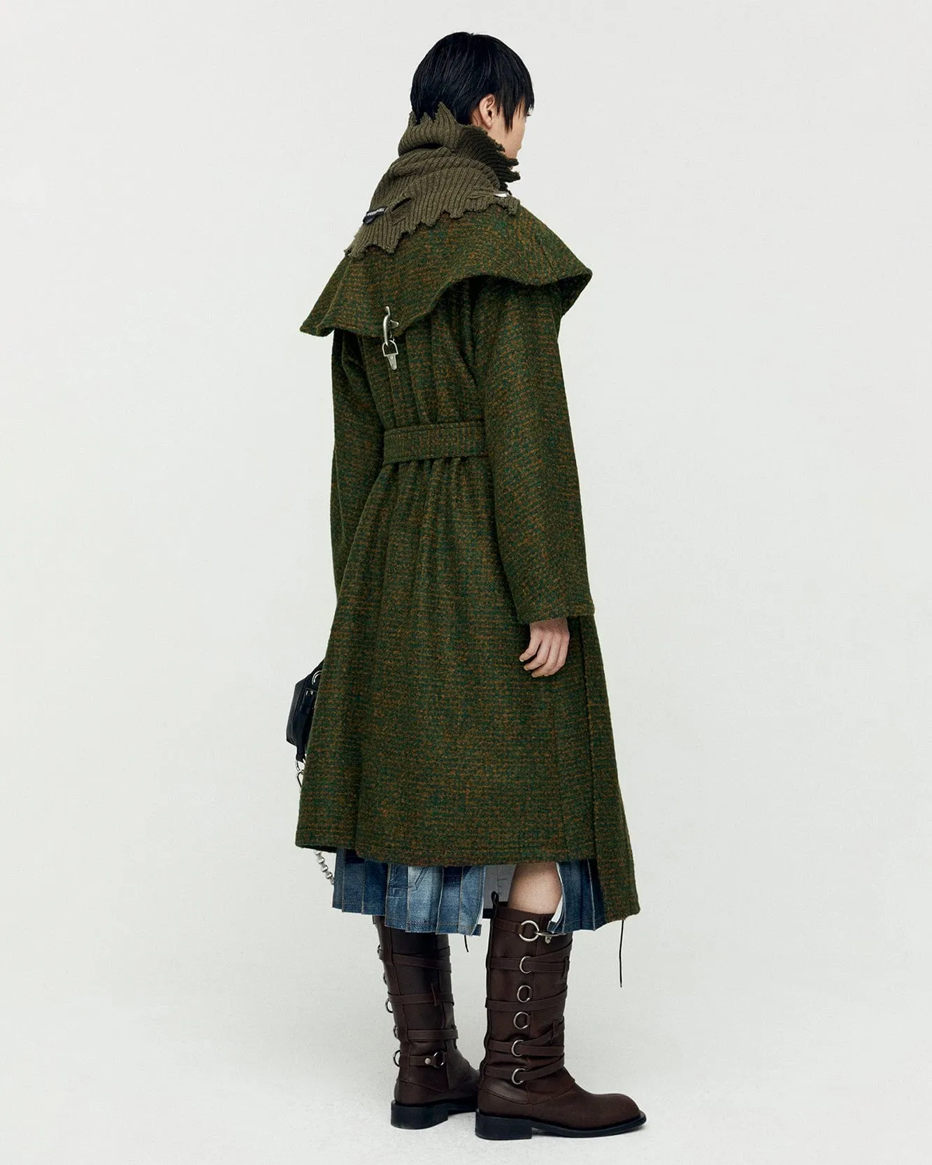 SCARF DOUBLE-LAYERED COAT awa662w(GREEN) sold by Andersson Bell product image thumbnail 5