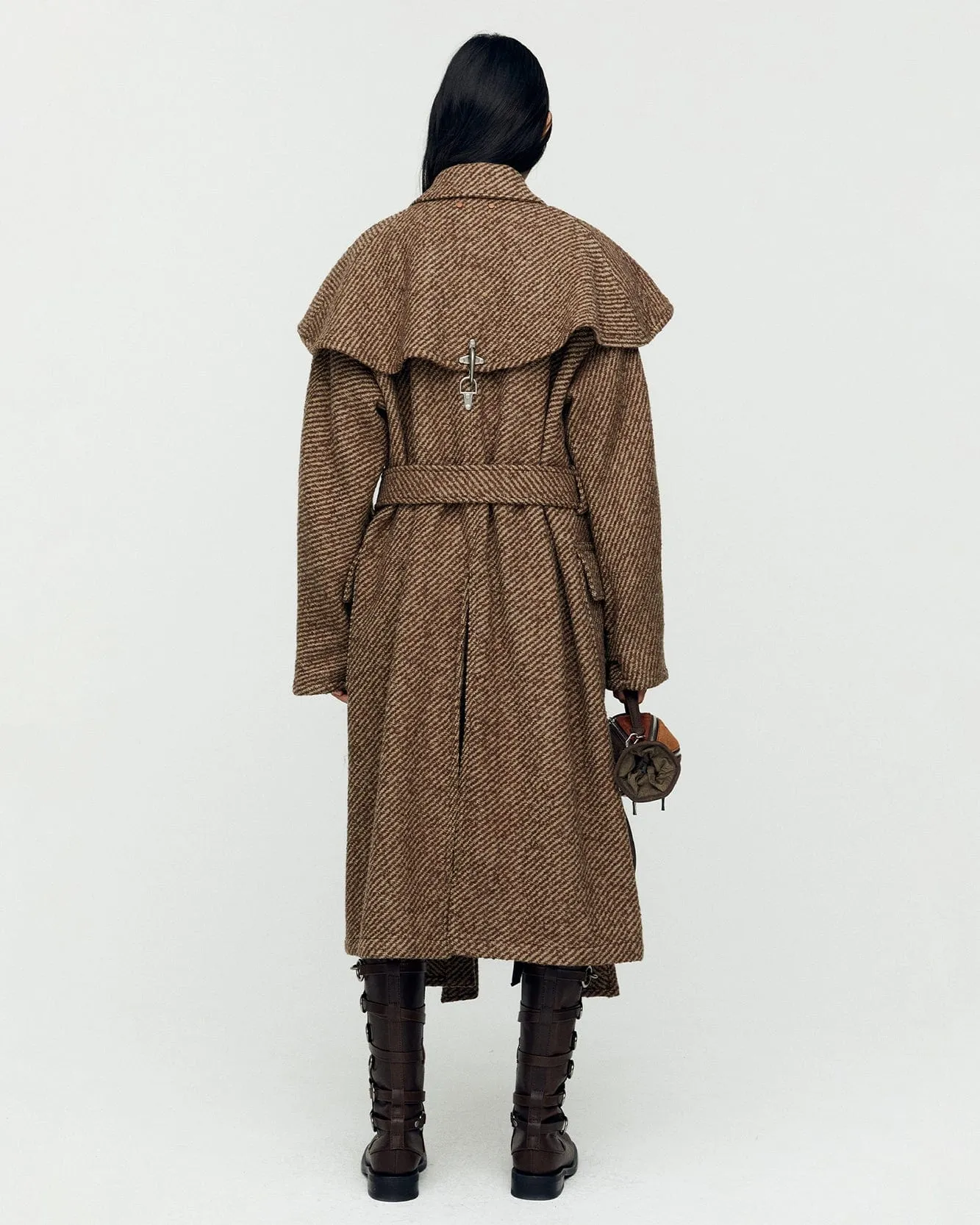 SCARF DOUBLE-LAYERED COAT awa661w(BROWN) sold by Andersson Bell product image thumbnail 5