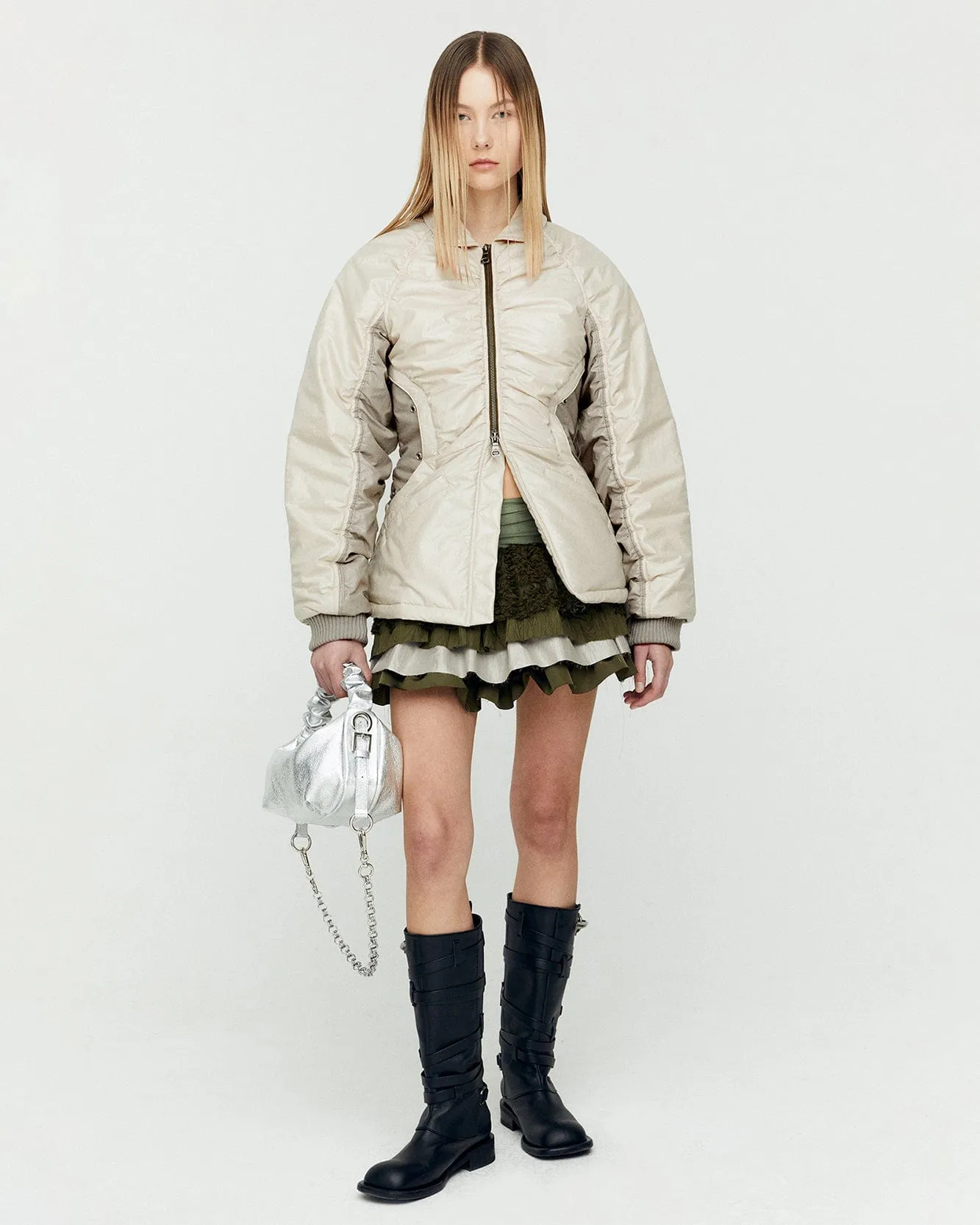 LUNA BACK-CORSET BOMBER JACKET awa654w(IVORY) sold by Andersson Bell