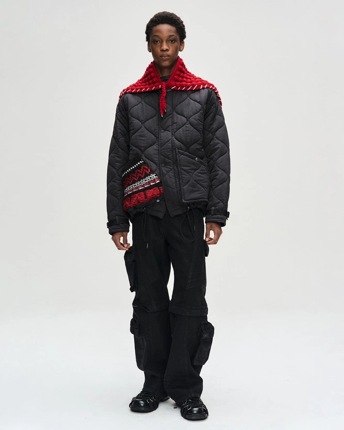 CHUNKY WOOL-BLEND HAND KNITTED SCARF aaa428u(RED) sold by Andersson Bell product image thumbnail 2