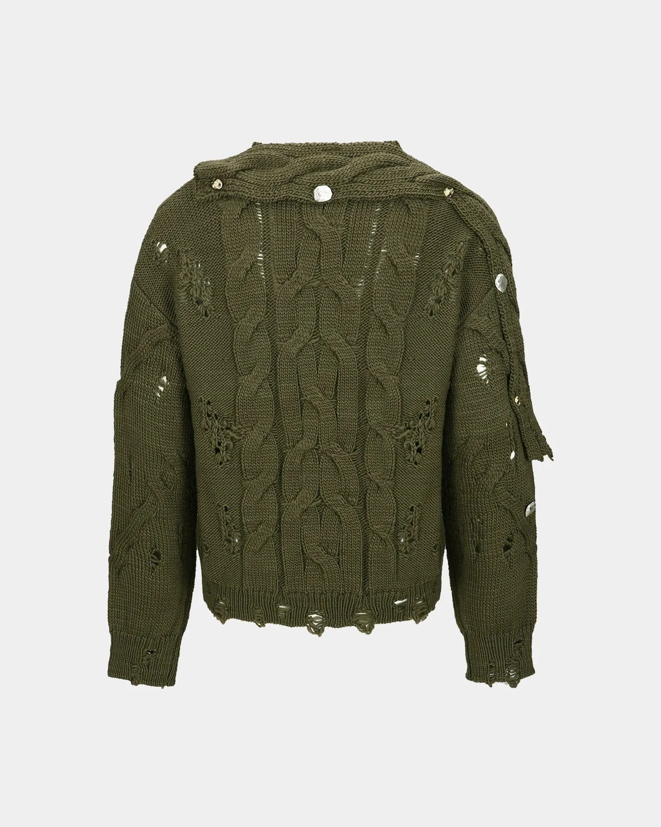 FISHERMAN BUTTON CREW-NECK SWEATER atb1163m(KHAKI) sold by Andersson Bell product image thumbnail 4