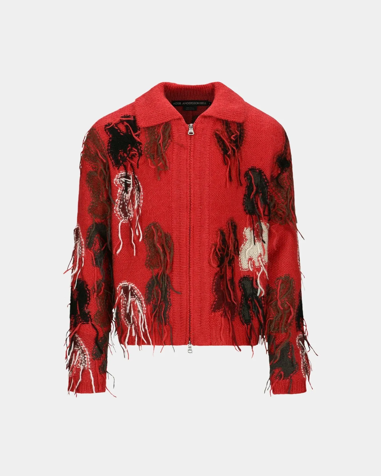 RAINBOW INTARSIA ZIP-UP CARDIGAN atb1154m(RED) sold by Andersson Bell product image thumbnail 2