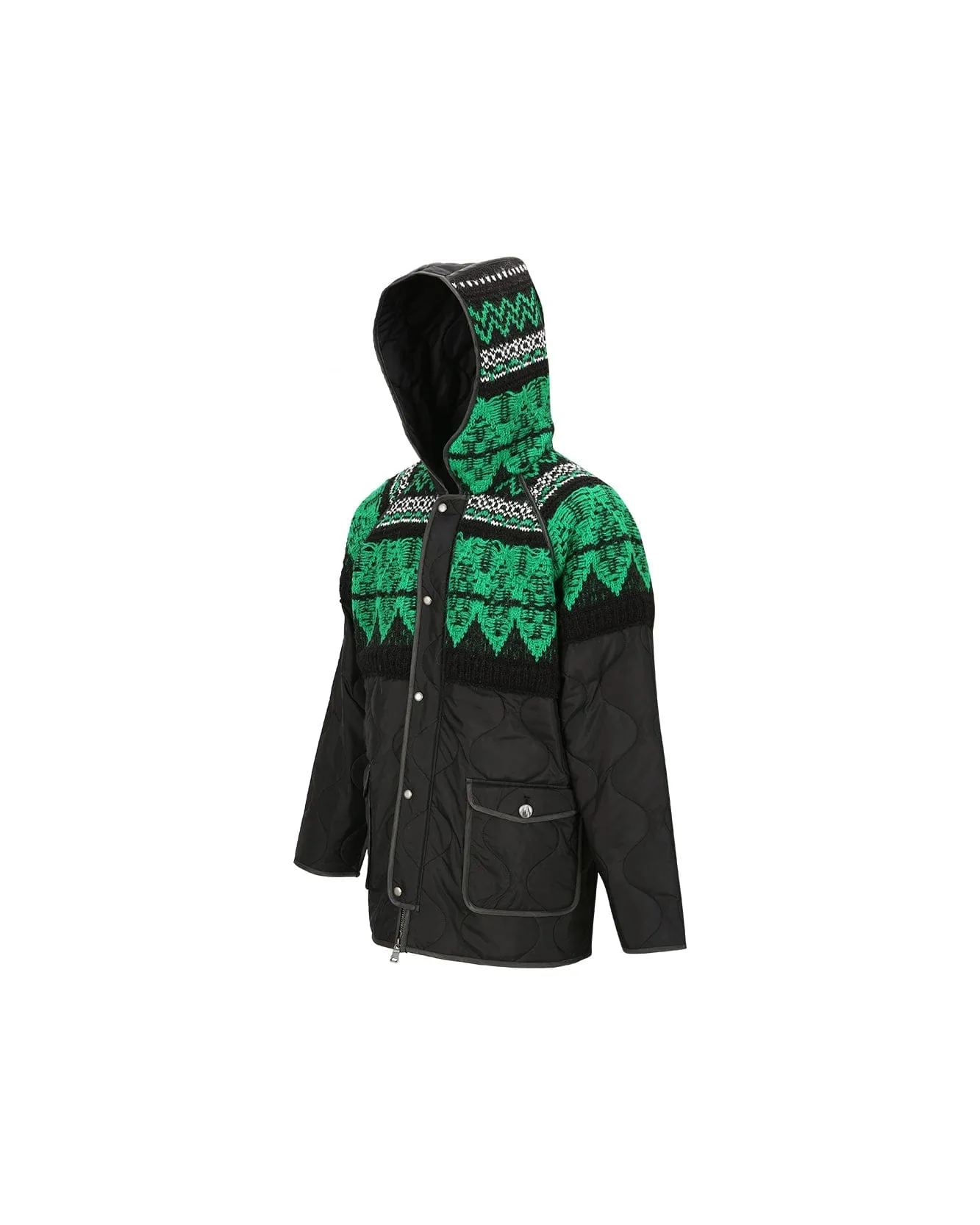 UNISEX NORDIC KNIT PATCH QUILTED PARKA awa555u(BLACK) sold by Andersson Bell product image thumbnail 3