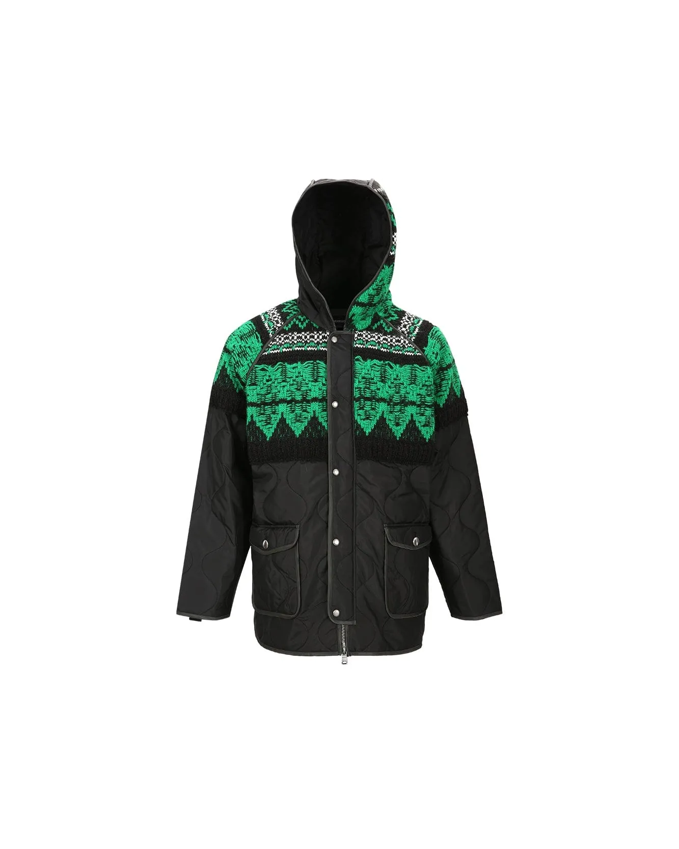 UNISEX NORDIC KNIT PATCH QUILTED PARKA awa555u(BLACK) sold by Andersson Bell product image thumbnail 2