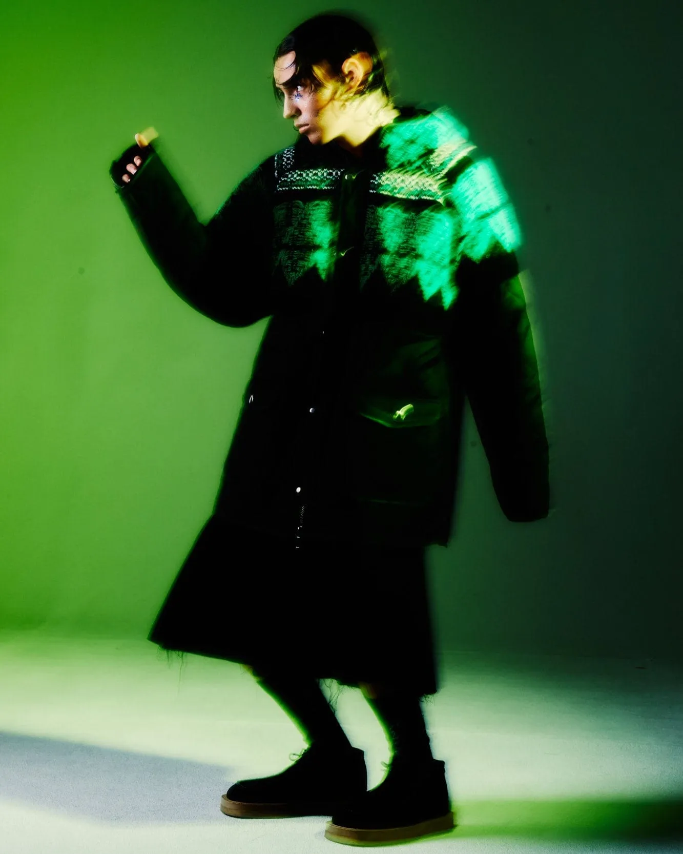 UNISEX NORDIC KNIT PATCH QUILTED PARKA awa555u(BLACK) sold by Andersson Bell product image thumbnail 5