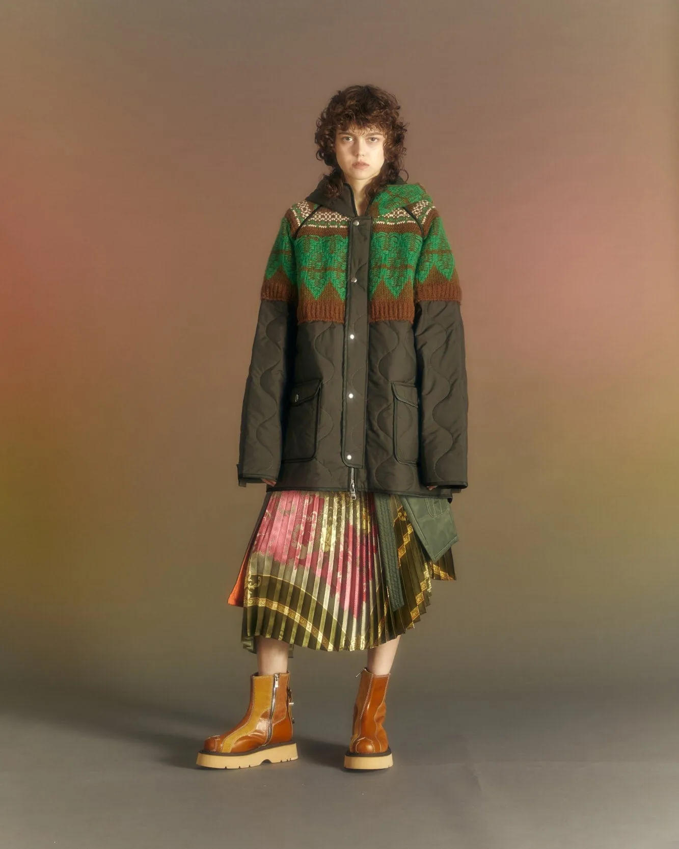 UNISEX NORDIC KNIT PATCH QUILTED PARKA awa555u(KHAKI) sold by Andersson Bell product image thumbnail 5