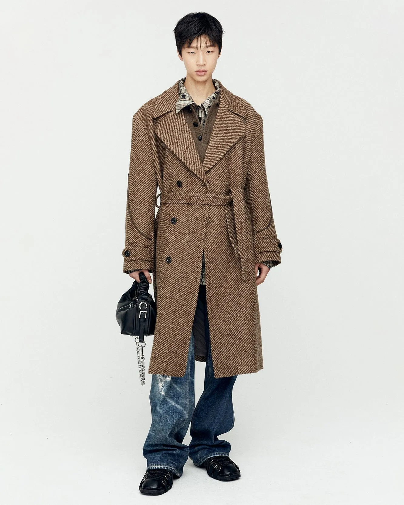 ROVY DOUBLE BREASTED BIG TWILL COAT awa639m(BROWN) sold by Andersson Bell