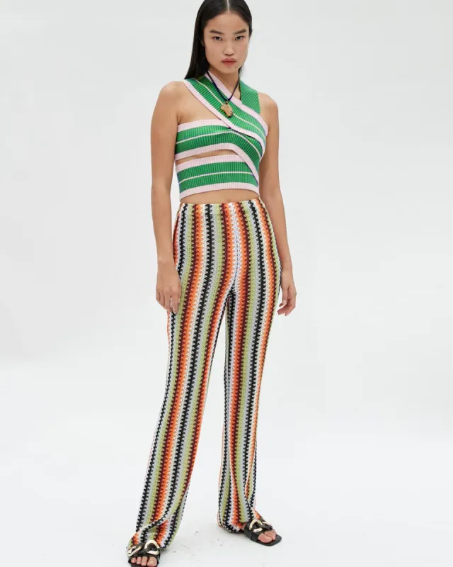 (WOMEN) MARTA CUT & SEW PANTS apa538w(ORANGE STRIPE) made by Andersson Bell