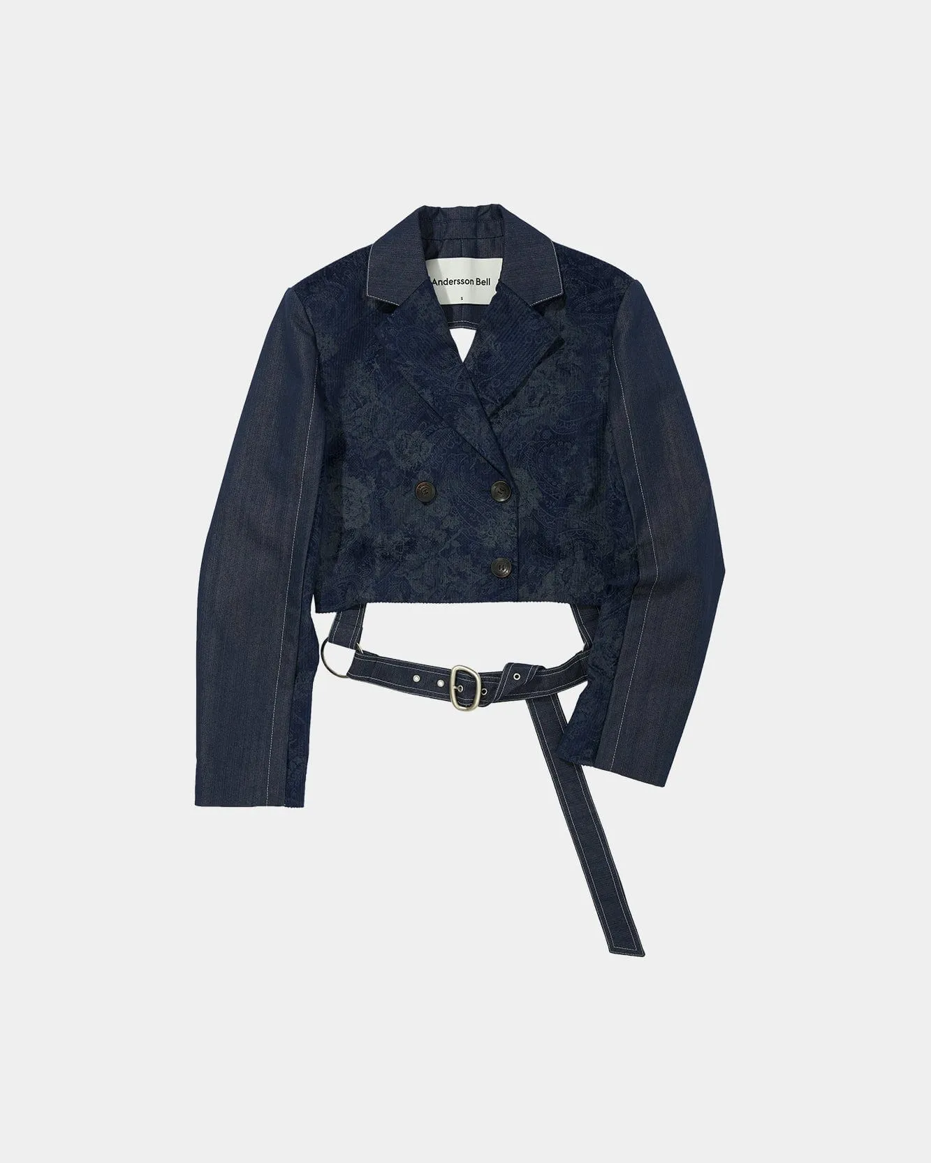 NESSY CUT OUT WAIST BELT SHORT JACKET awa453w(NAVY) sold by Andersson Bell product image thumbnail 2