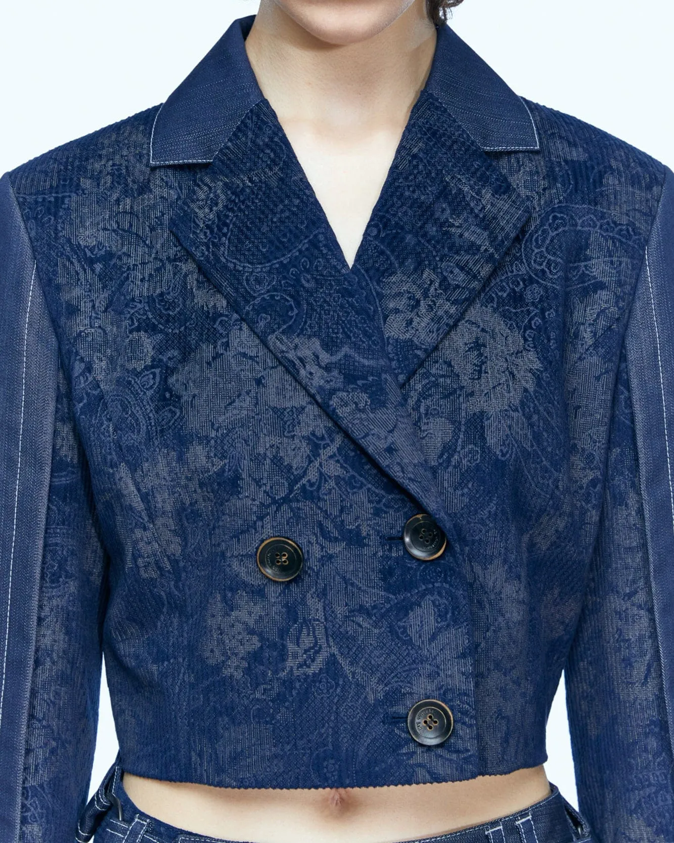 NESSY CUT OUT WAIST BELT SHORT JACKET awa453w(NAVY) sold by Andersson Bell product image thumbnail 5