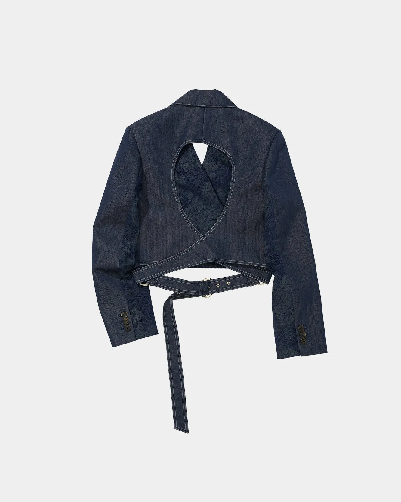 NESSY CUT OUT WAIST BELT SHORT JACKET awa453w(NAVY) sold by Andersson Bell product image thumbnail 3