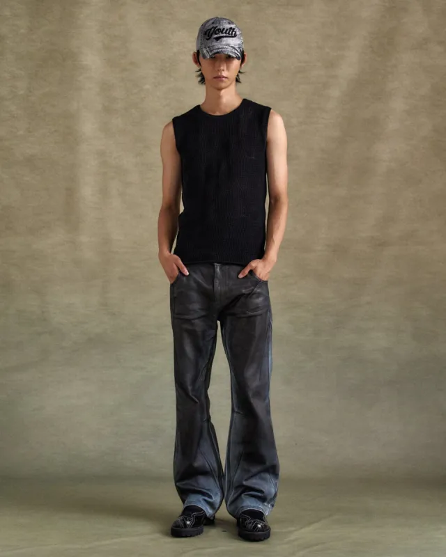 DIRTY SPRAY WASHED WIDE LEG JEANS apa815m(L.BLUE) made by Andersson Bell