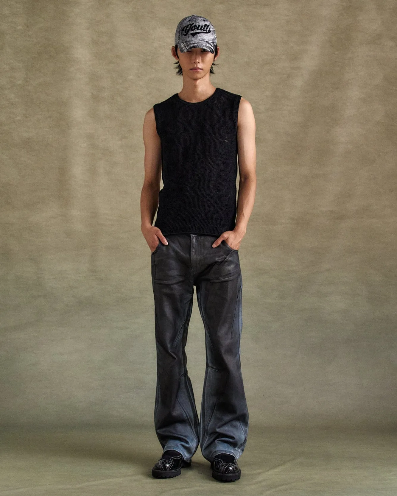 DIRTY SPRAY WASHED WIDE LEG JEANS apa815m(L.BLUE) sold by Andersson Bell