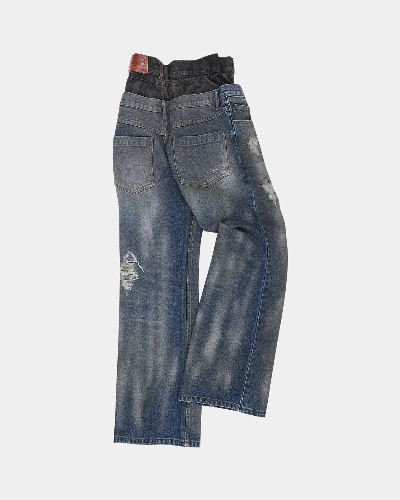 DUSTY SPRAY DOUBLE WAIST JEANS apa831w(BLUE BLACK) sold by Andersson Bell product image thumbnail 3