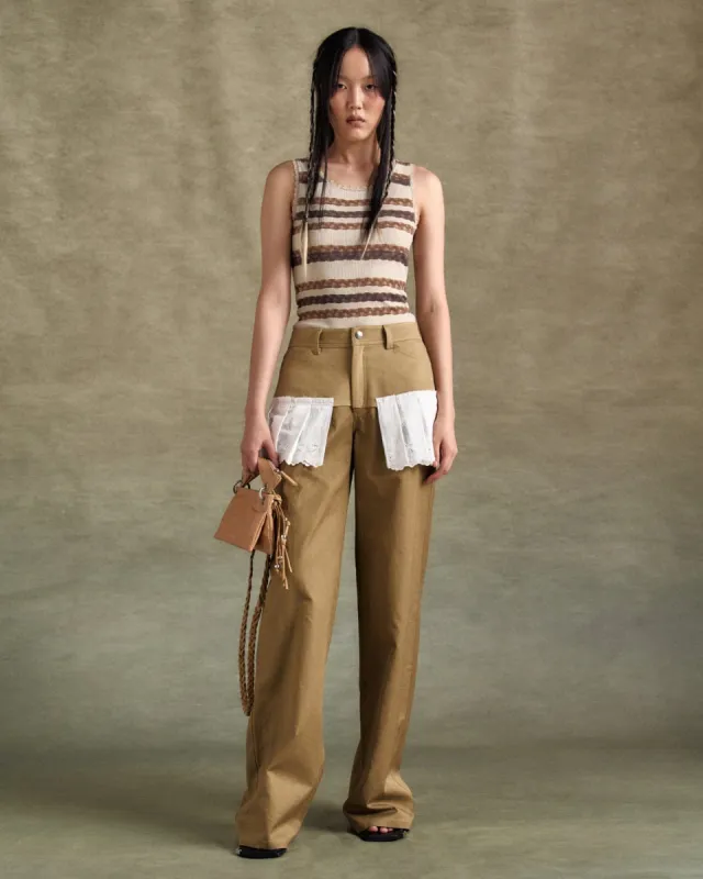 LACE PLEATS SKIRT PANTS apa798w(BEIGE) sold by Andersson Bell