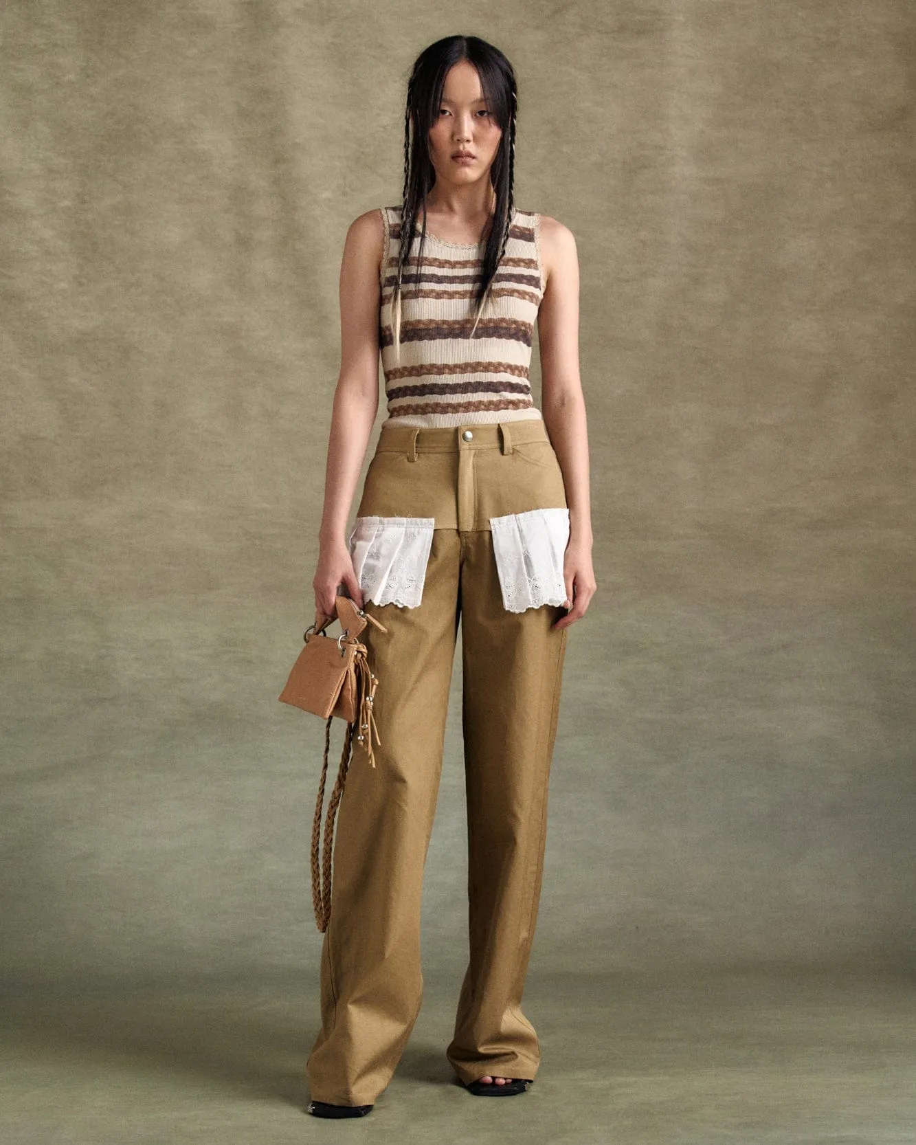 LACE PLEATS SKIRT PANTS apa798w(BEIGE) sold by Andersson Bell