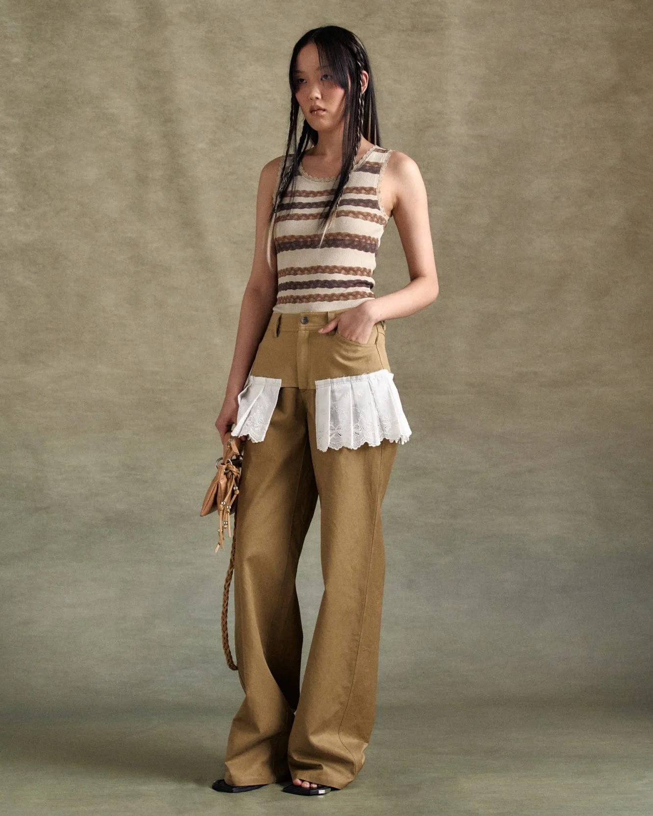 LACE PLEATS SKIRT PANTS apa798w(BEIGE) sold by Andersson Bell product image thumbnail 5