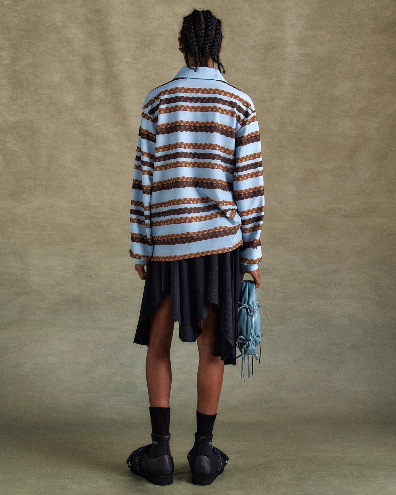 HAIR BRAID STRIPE COLLAR T-SHIRT atb1264w(BLUE) sold by Andersson Bell product image thumbnail 5