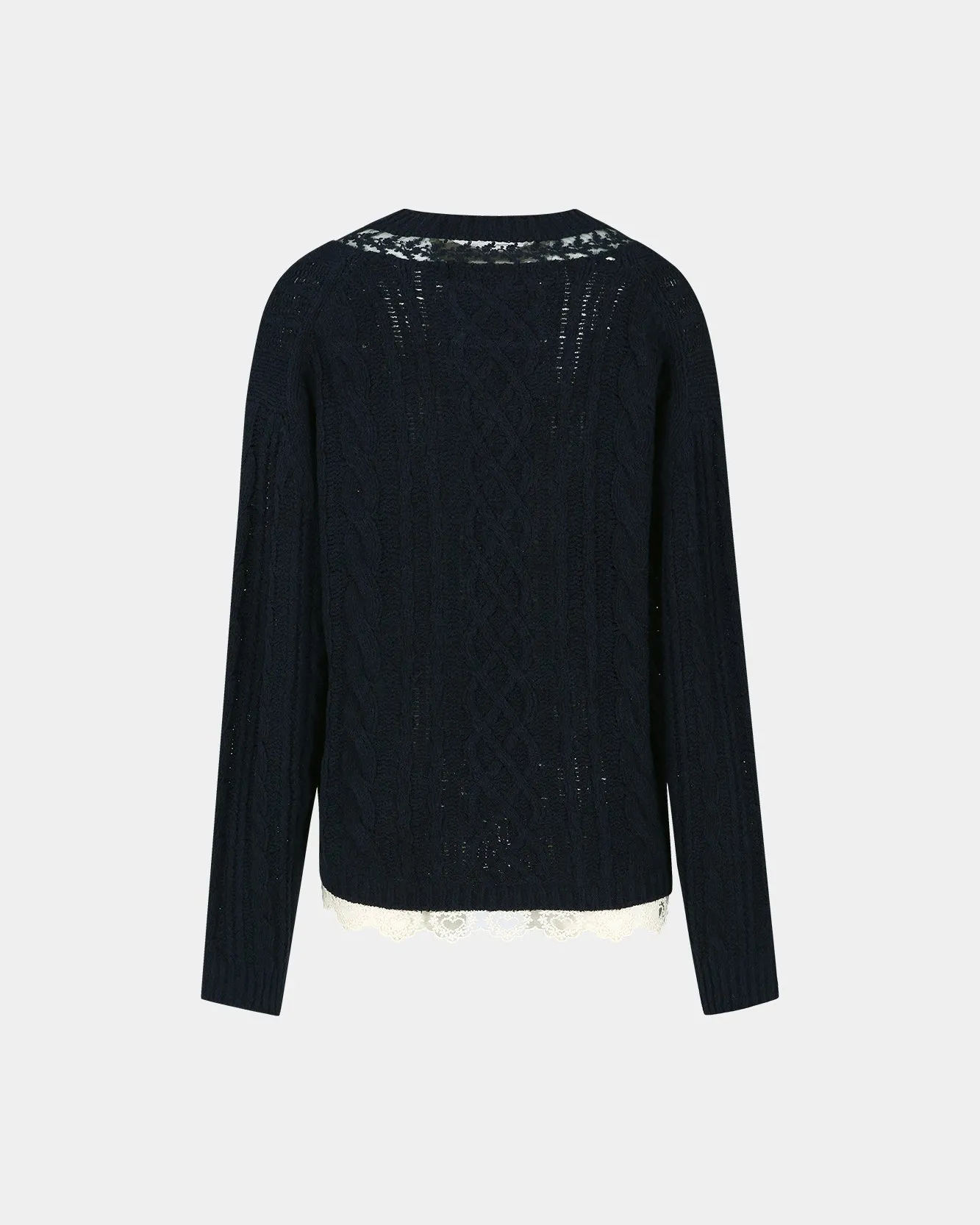 LACE CHUNKY V-NECK KNIT atb1260w(NAVY) sold by Andersson Bell product image thumbnail 4