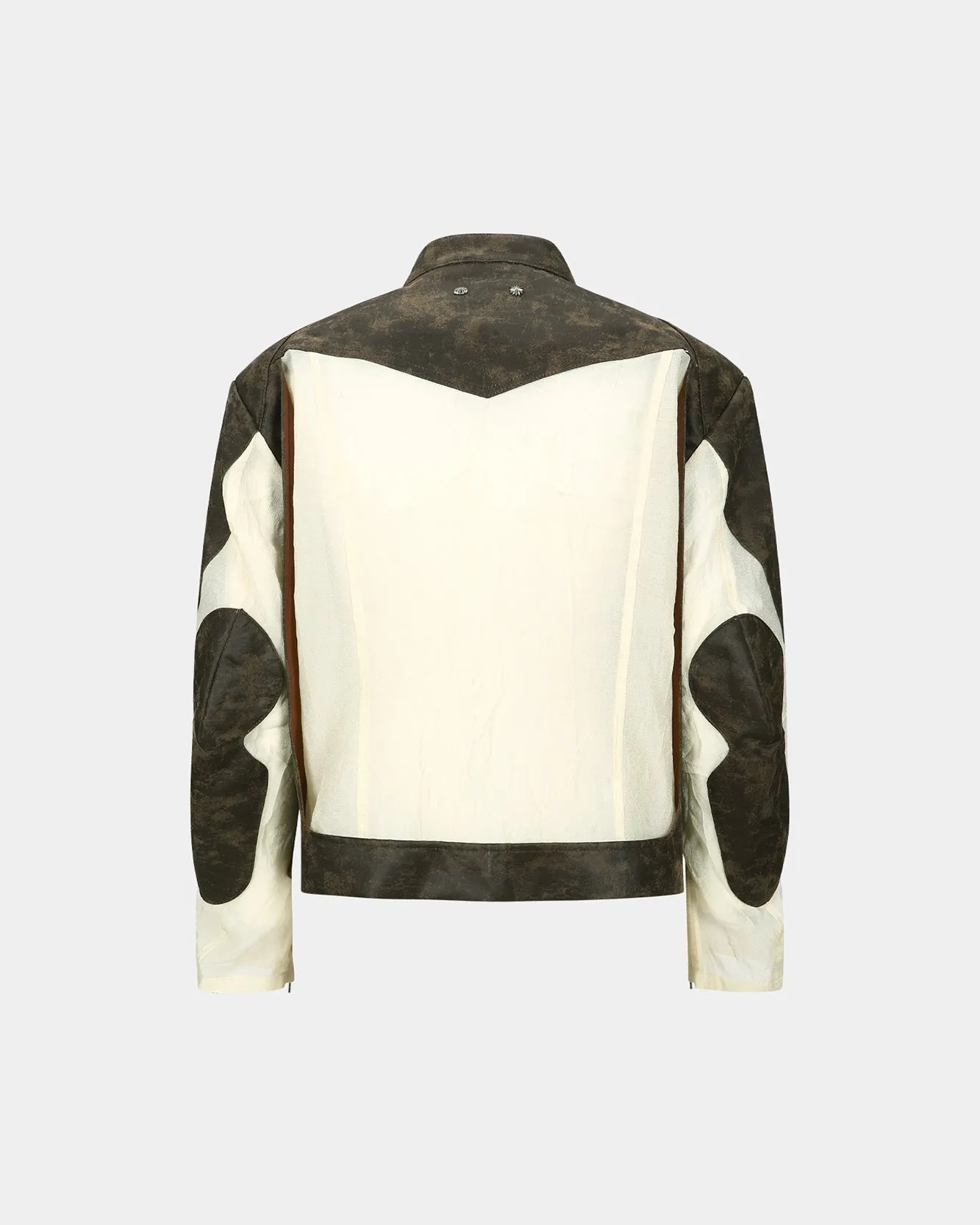 UNISEX FAUX-LEATHER & SHEER RIDER JACKET awa705u(BROWN) sold by Andersson Bell product image thumbnail 4