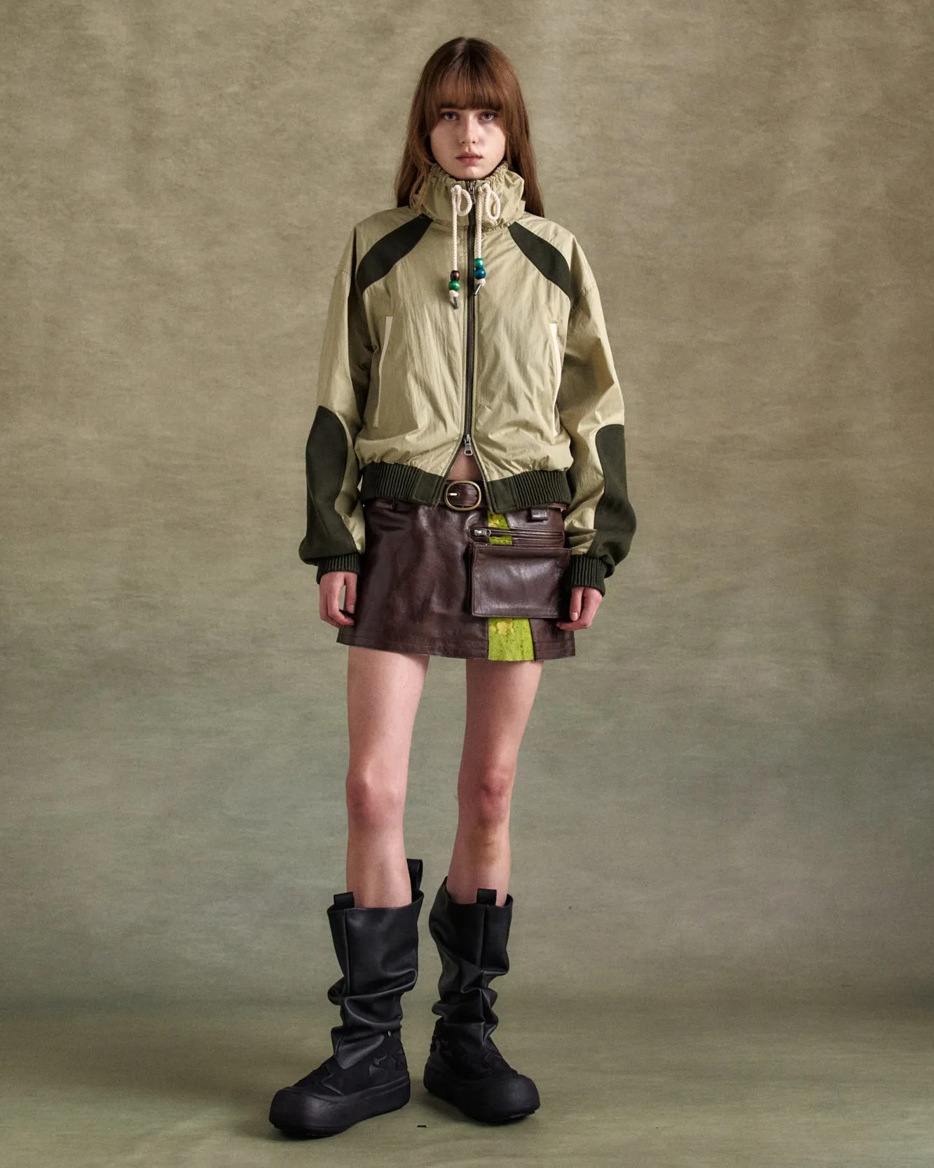 SADIE COLOR BLOCK BOMBER JACKET awa686w(GREEN) sold by Andersson Bell