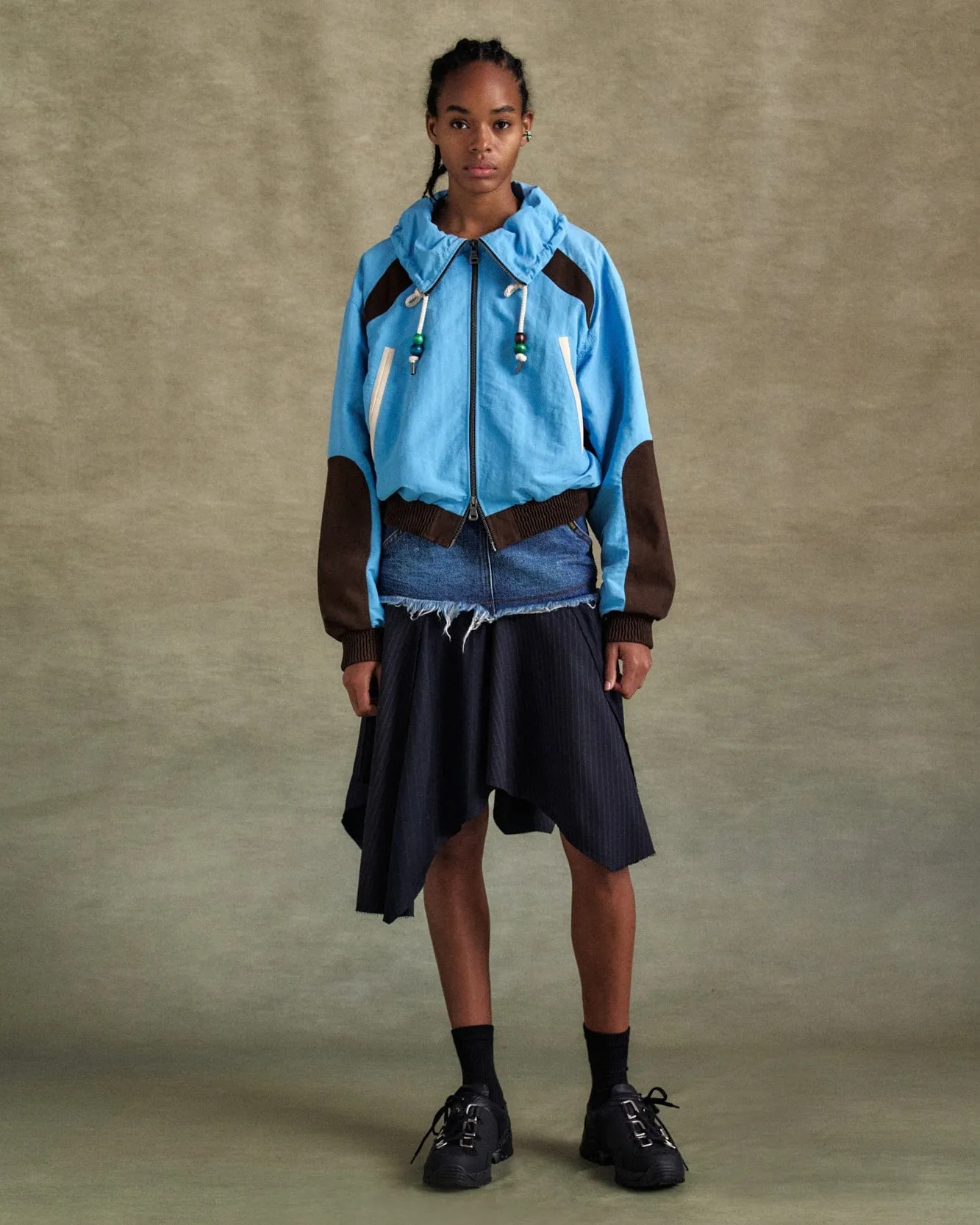 SADIE COLOR BLOCK BOMBER JACKET awa685w(SKY BLUE) sold by Andersson Bell