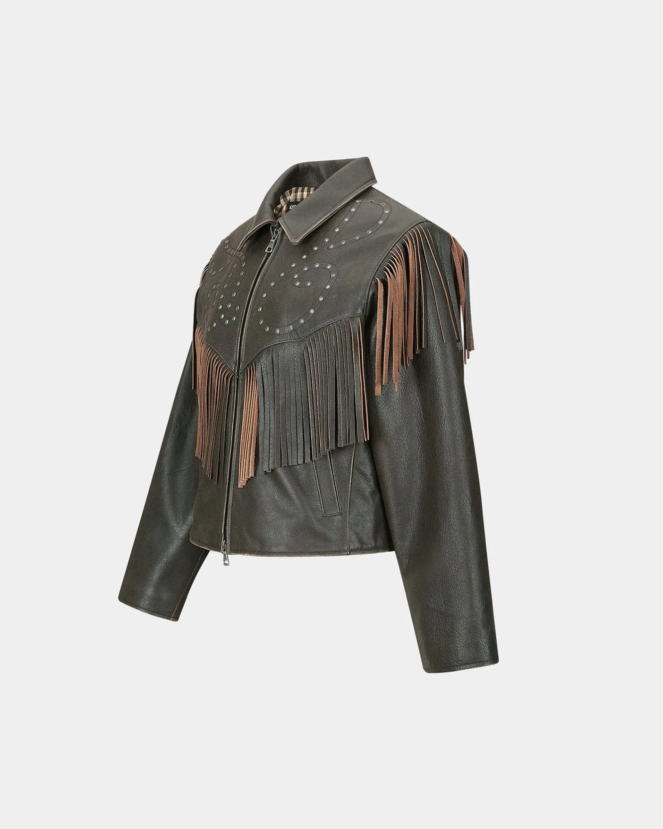 FRINGE PUNCHING LEATHER JACKET awa707w(BROWN) sold by Andersson Bell product image thumbnail 3