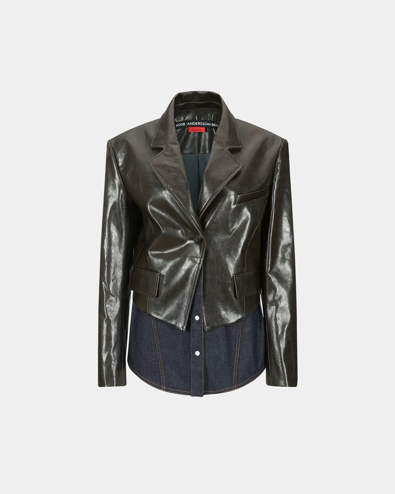 HYBRID FAUX-LEATHER BLAZER awa683w(BROWN) sold by Andersson Bell product image thumbnail 2