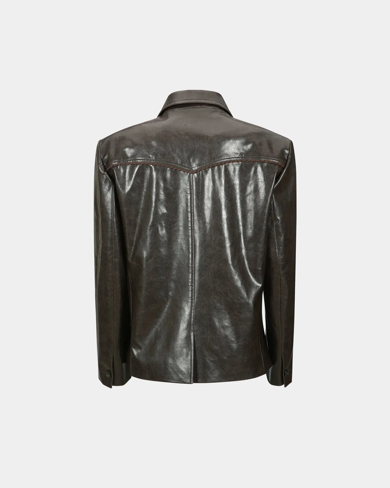 HYBRID FAUX-LEATHER BLAZER awa683w(BROWN) sold by Andersson Bell product image thumbnail 4