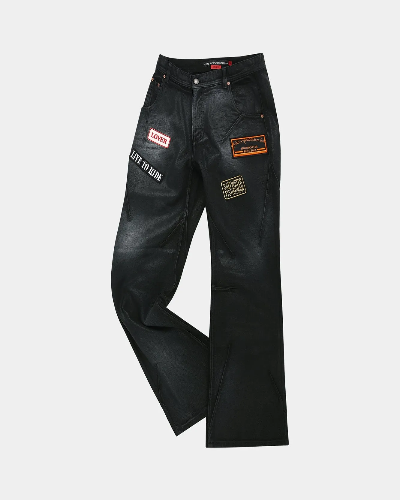 ADSB PATCH SPRAY WASHED WIDE LEG JEANS apa816m(BLACK) sold by Andersson Bell product image thumbnail 2