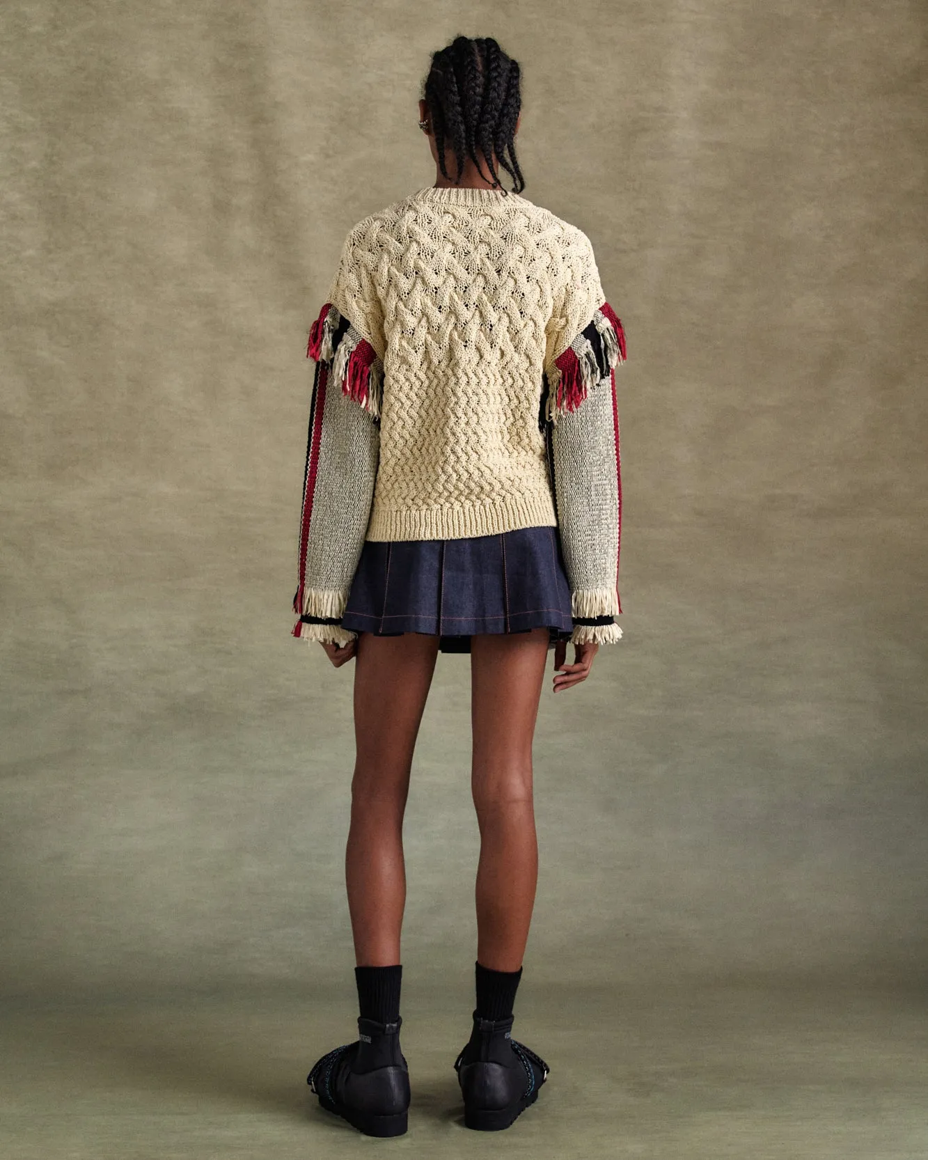 UNISEX TASSEL SLEEVE OVERSIZED KNIT SWEATER atb1258u(ECRU) sold by Andersson Bell product image thumbnail 5