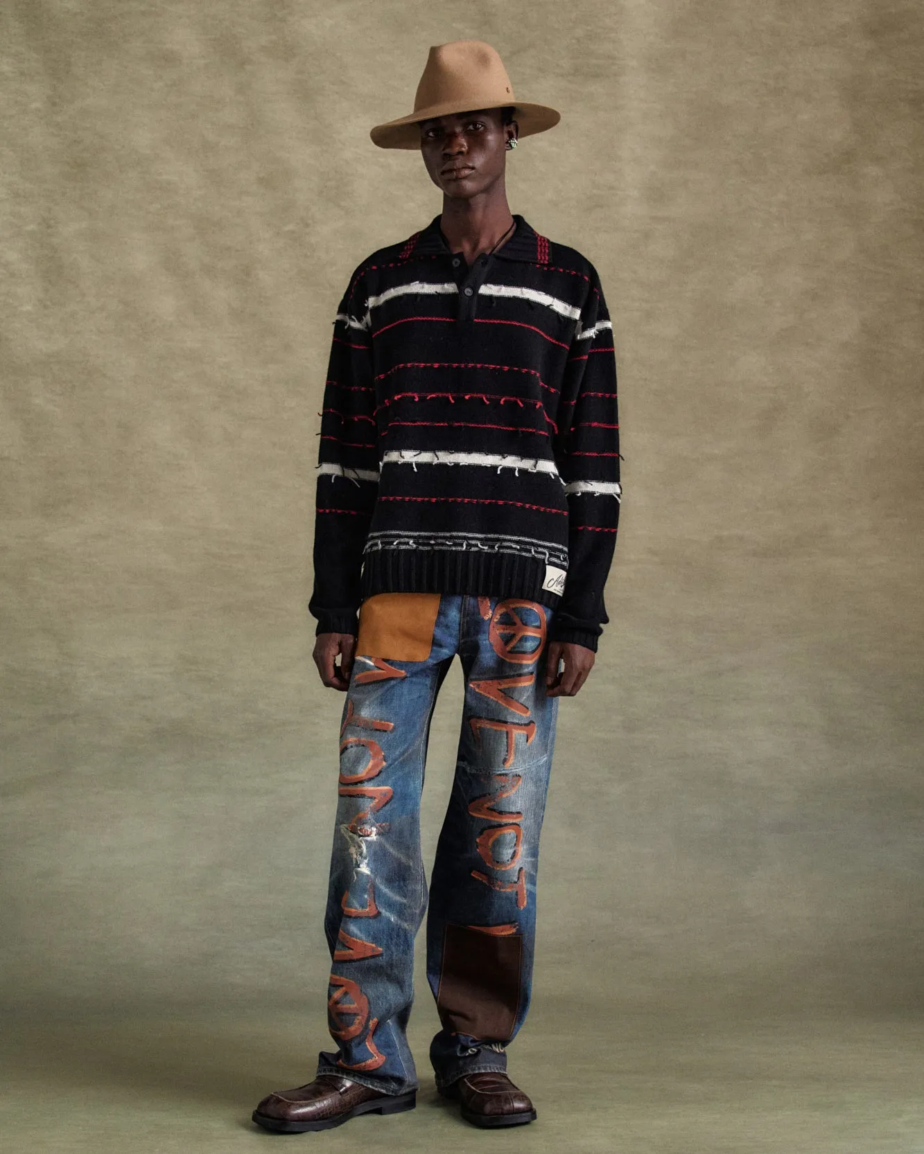 B&W STRIPE POLO SWEATER atb1245m(BLACK) sold by Andersson Bell