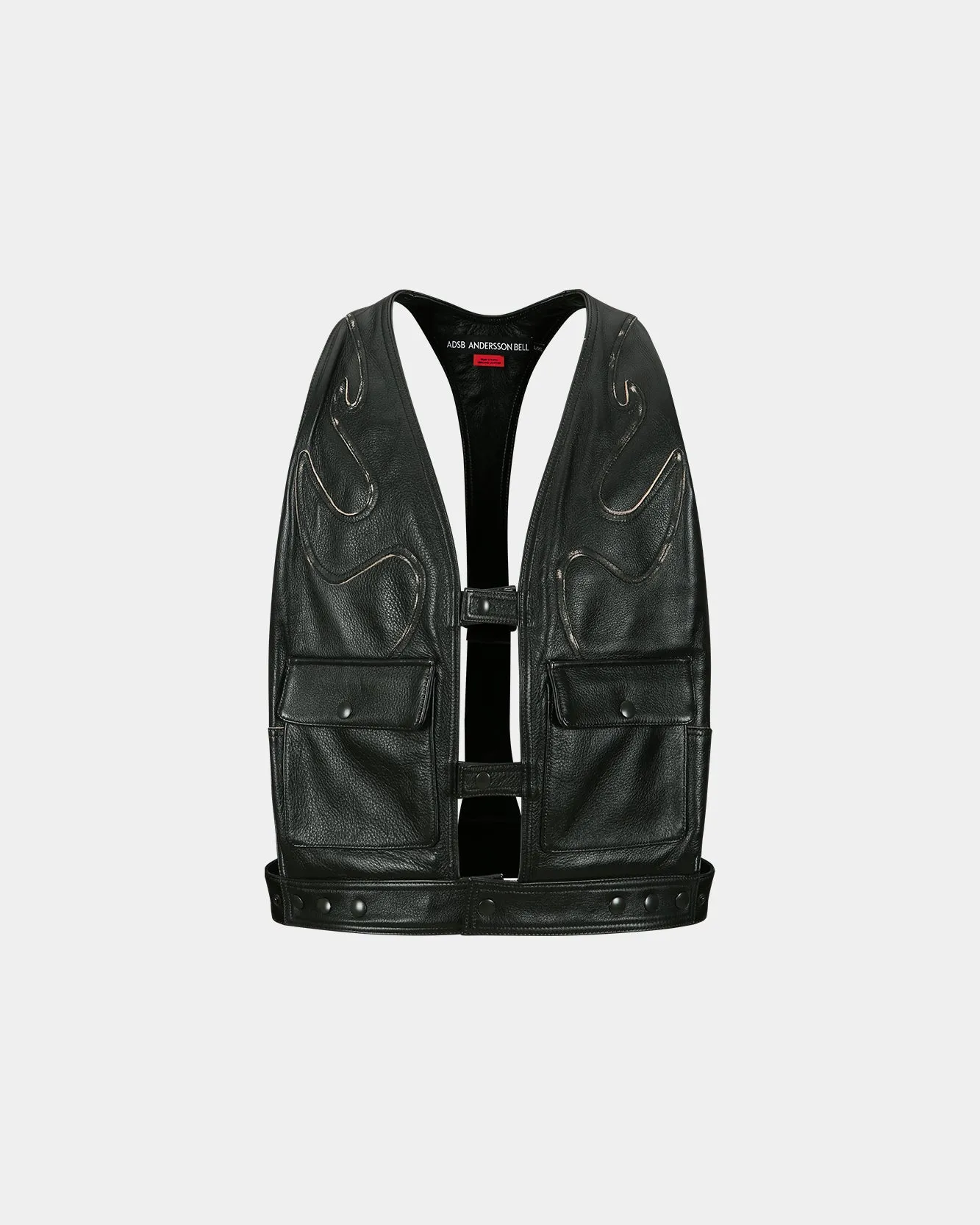 UNISEX RAW EDGE PATCHWORK LEATHER VEST awa687u(BLACK) sold by Andersson Bell product image thumbnail 2