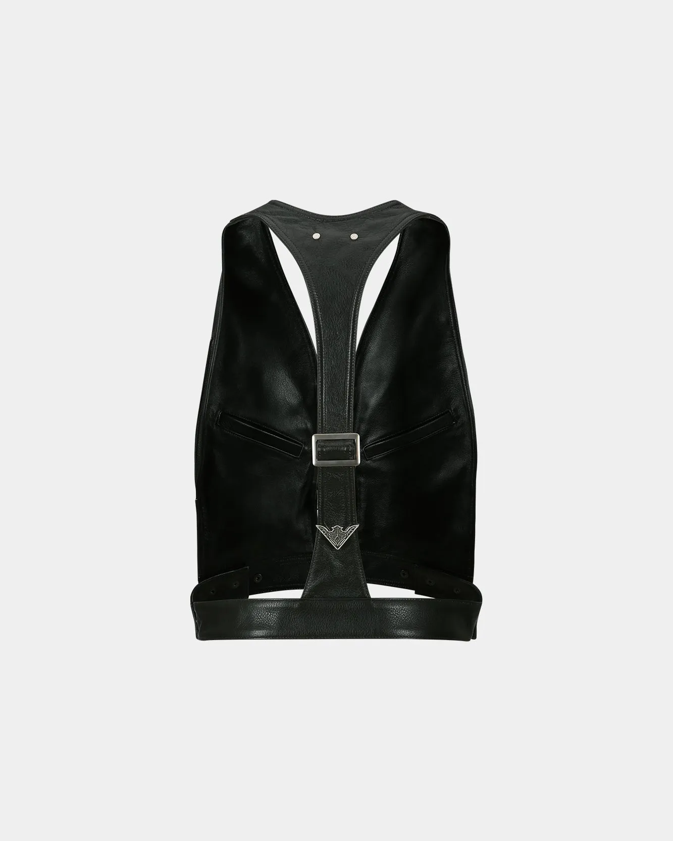 UNISEX RAW EDGE PATCHWORK LEATHER VEST awa687u(BLACK) sold by Andersson Bell product image thumbnail 4