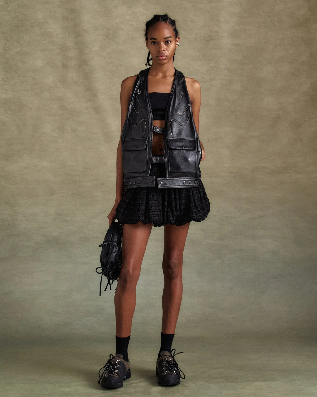 UNISEX RAW EDGE PATCHWORK LEATHER VEST awa687u(BLACK) sold by Andersson Bell