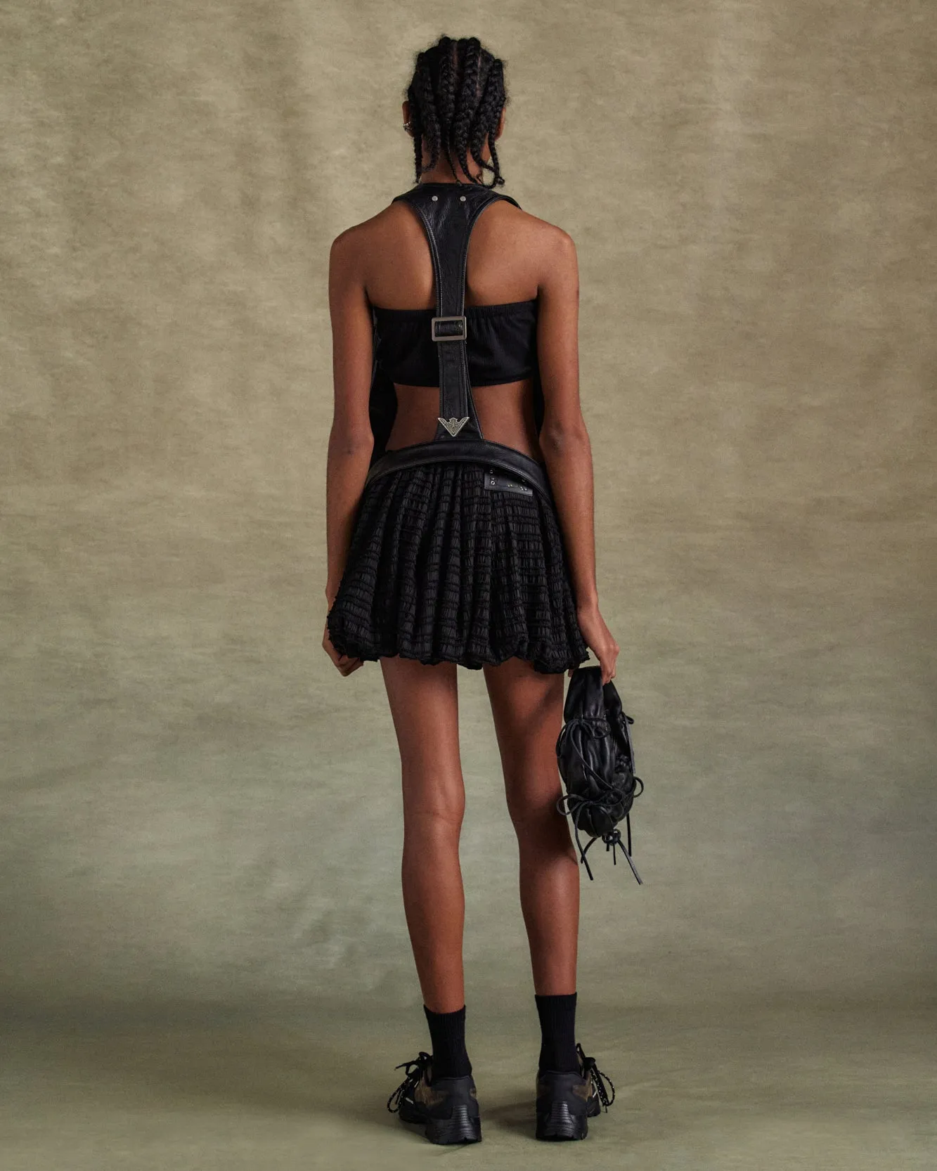 UNISEX RAW EDGE PATCHWORK LEATHER VEST awa687u(BLACK) sold by Andersson Bell product image thumbnail 5