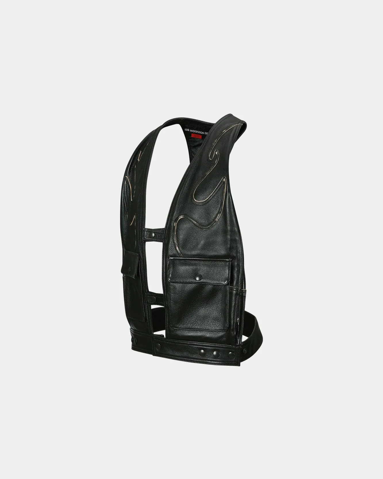 UNISEX RAW EDGE PATCHWORK LEATHER VEST awa687u(BLACK) sold by Andersson Bell product image thumbnail 3