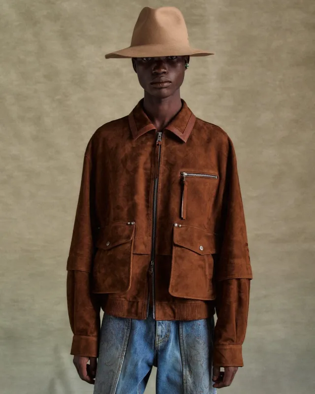 MIKOOS SUEDE BOMBER JACKET awa673m(BROWN) sold by Andersson Bell