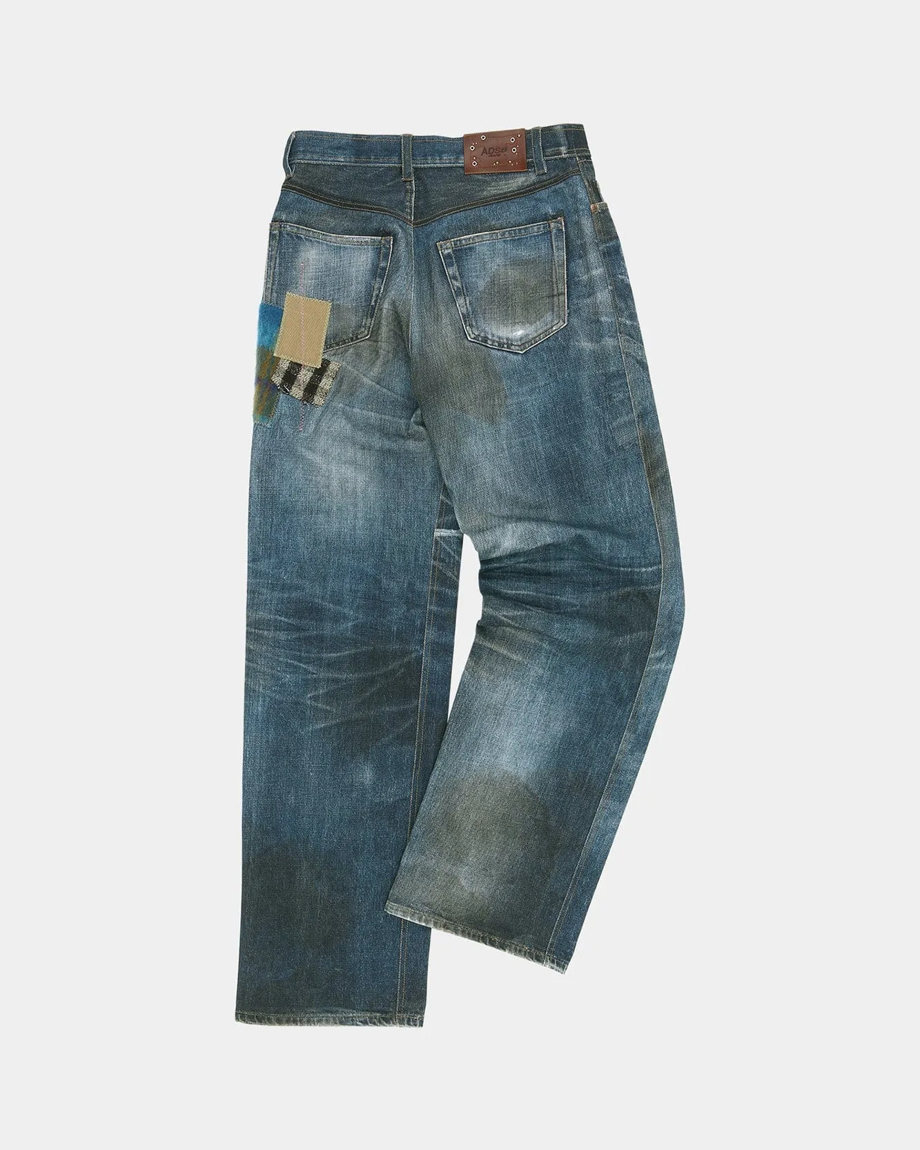 UNISEX PATCHWORK PRINTED DENIM TROMPE L`OEIL JEANS apa789u(BLUE) sold by Andersson Bell product image thumbnail 3