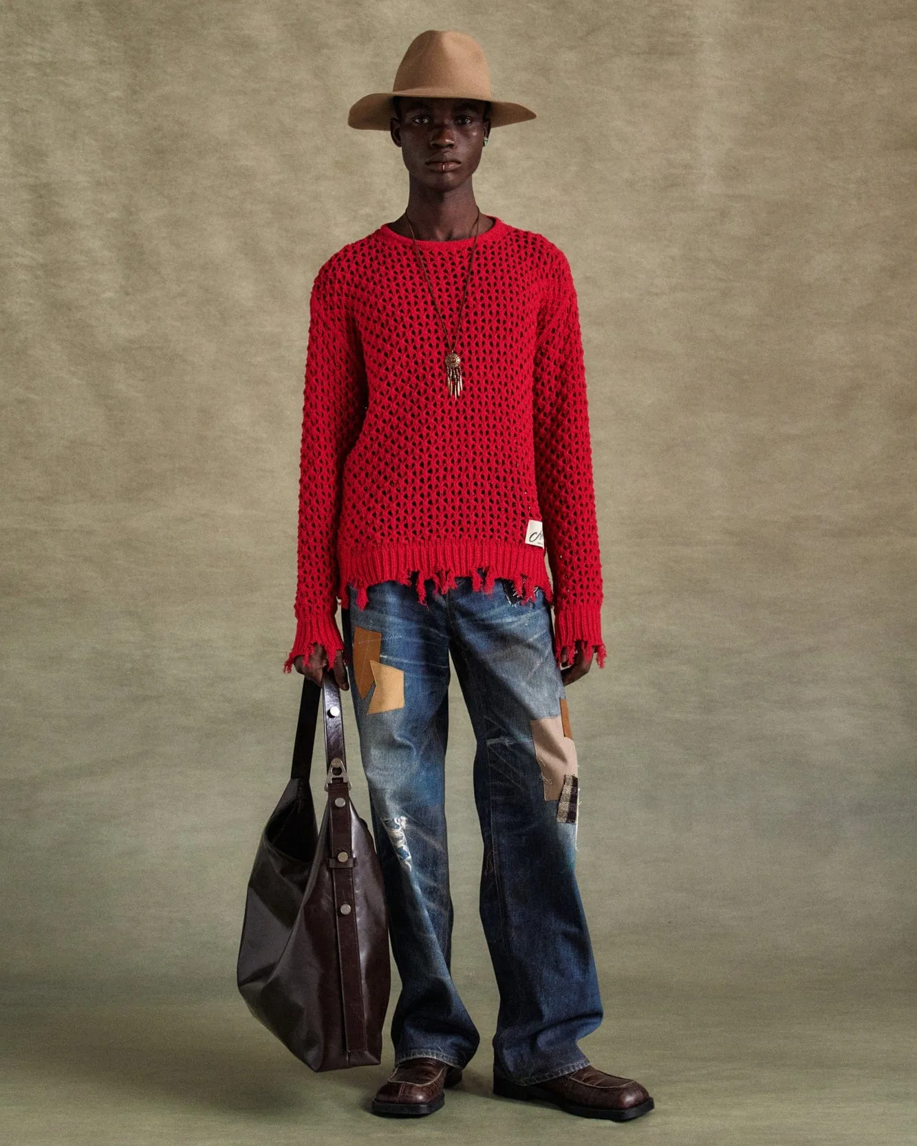 UNISEX PATCHWORK PRINTED DENIM TROMPE L`OEIL JEANS apa789u(BLUE) sold by Andersson Bell product image thumbnail 4