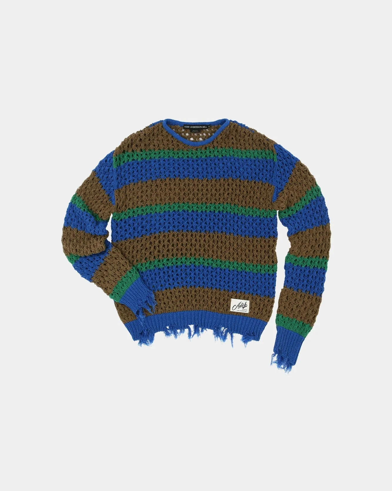UNISEX DAMAGED STRIPE BOATNECK SWEATER atb1239u(BLUE/GREEN) sold by Andersson Bell product image thumbnail 2