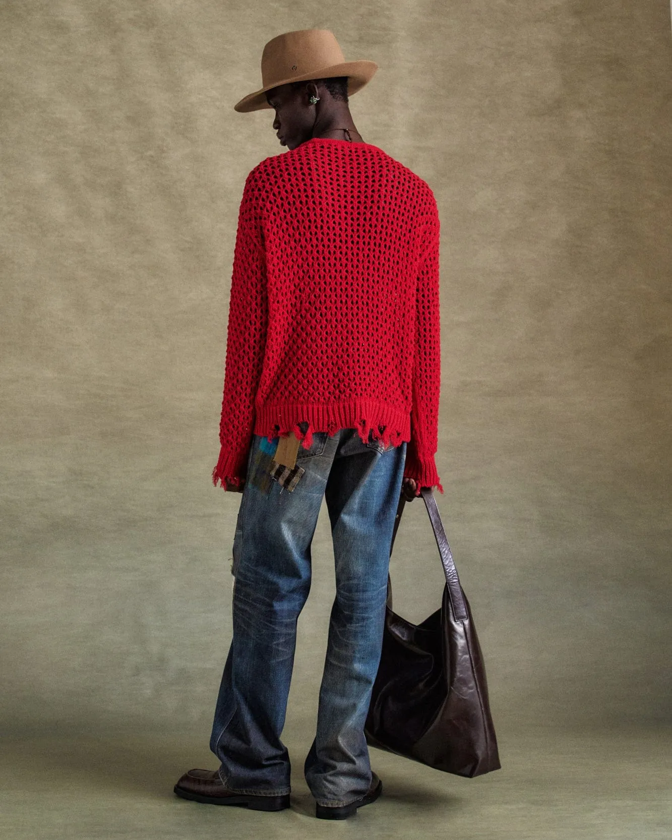 UNISEX DAMAGED BOATNECK SWEATER atb1240u(RED) sold by Andersson Bell product image thumbnail 4
