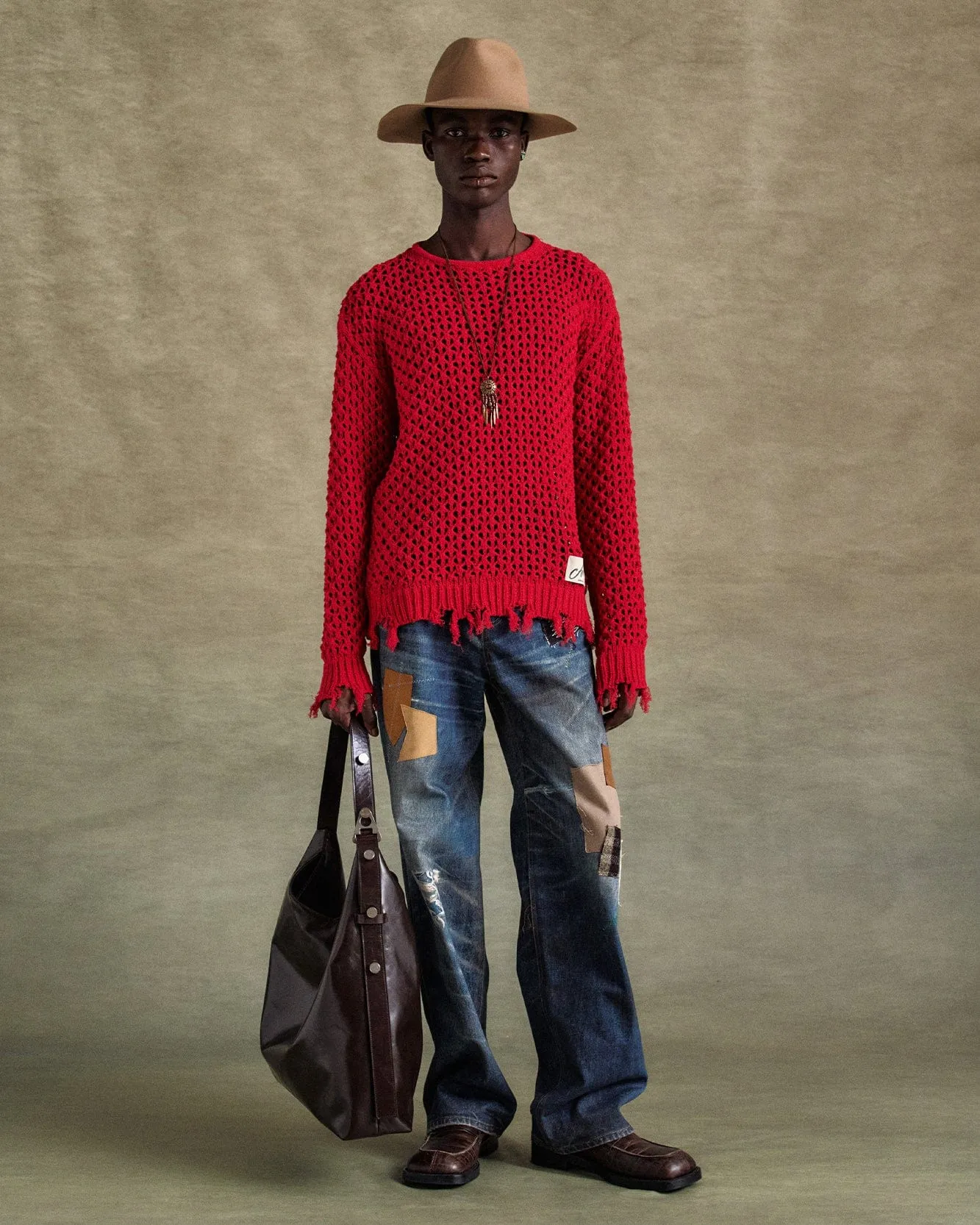 UNISEX DAMAGED BOATNECK SWEATER atb1240u(RED) sold by Andersson Bell